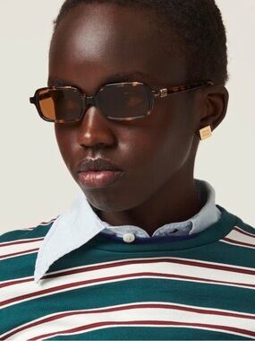 Miu Miu Tortoiseshell Regard Sunglasses Camel Beige Lenses